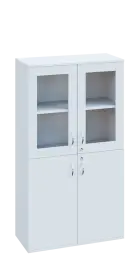 SPO 22 skříň 4-dveřová/ 2x sklo lamino - bílá